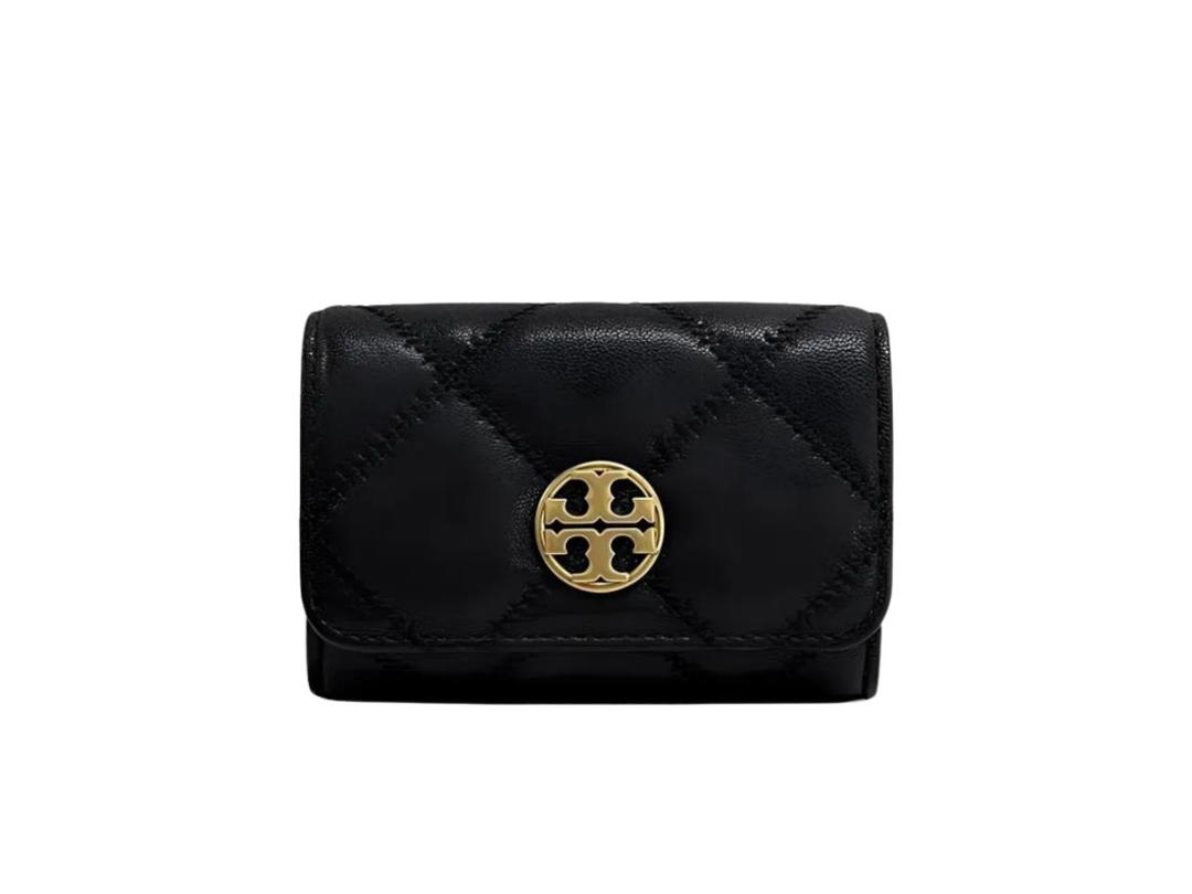 Tory Burch Tory Burch Card Holder In Black Leather With Gold Hardware