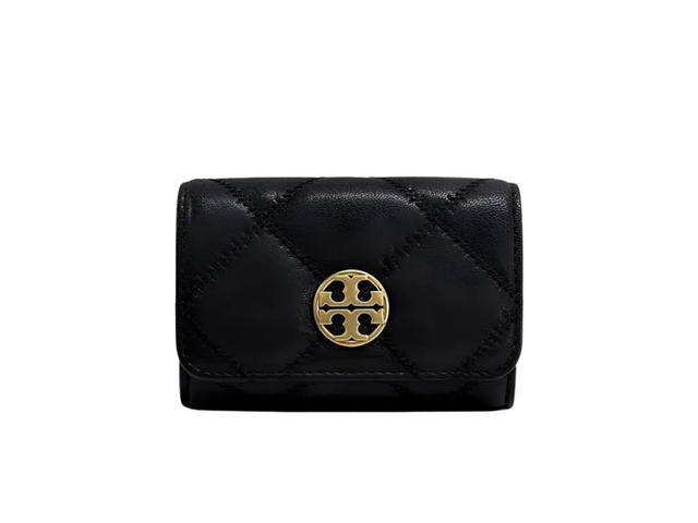 Tory Burch Tory Burch Card Holder In Black Leather With Gold Hardware - view 1