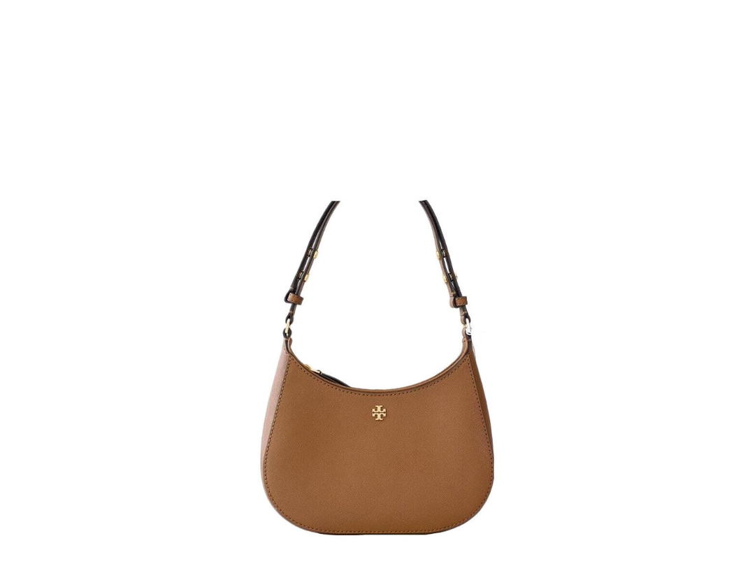 Tory Burch Tory Burch Emerson Textured Cow Leather Shoulder Bag Hazelnut Brown