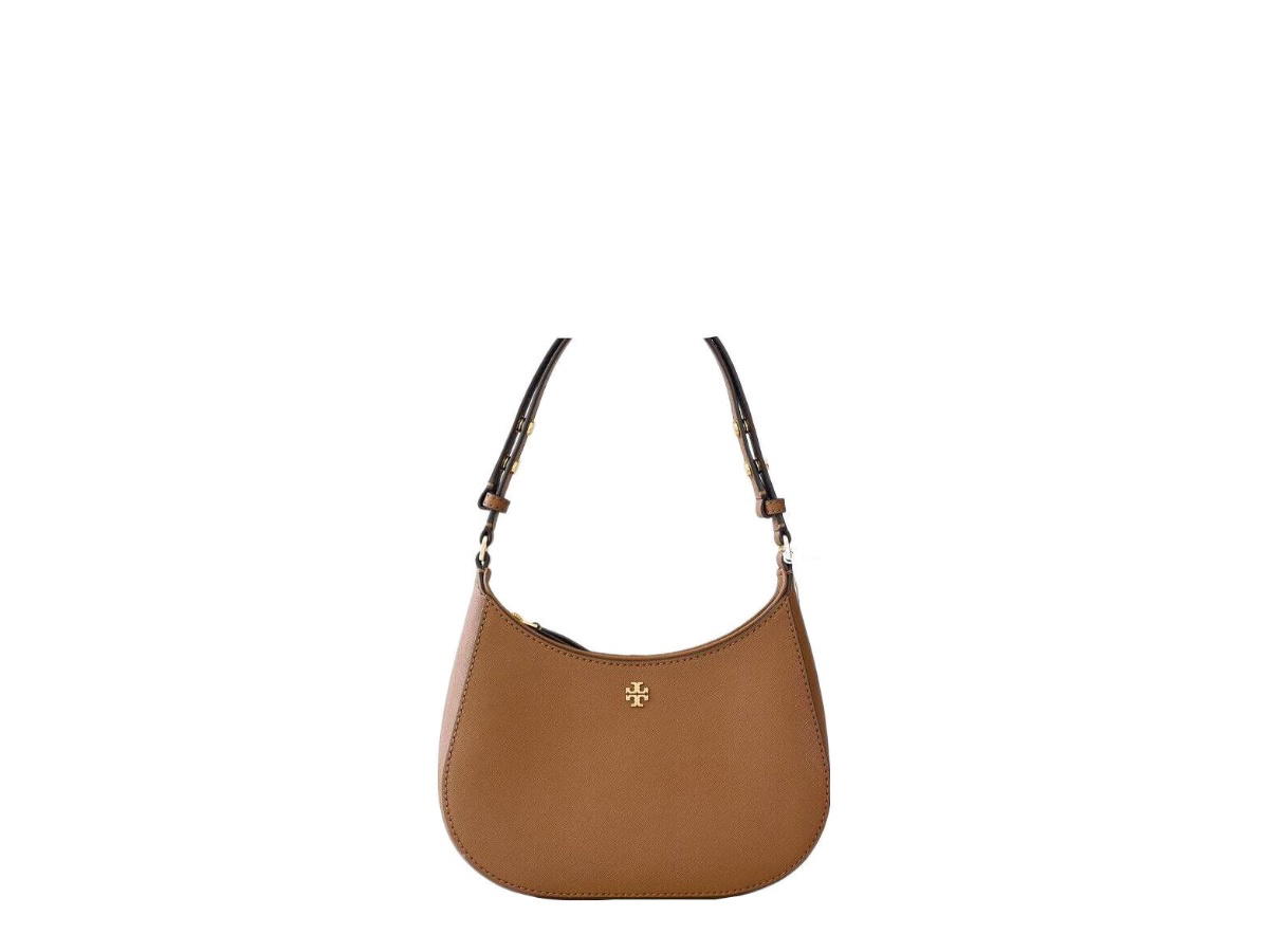 Tory Burch Tory Burch Emerson Textured Cow Leather Shoulder Bag Hazelnut Brown