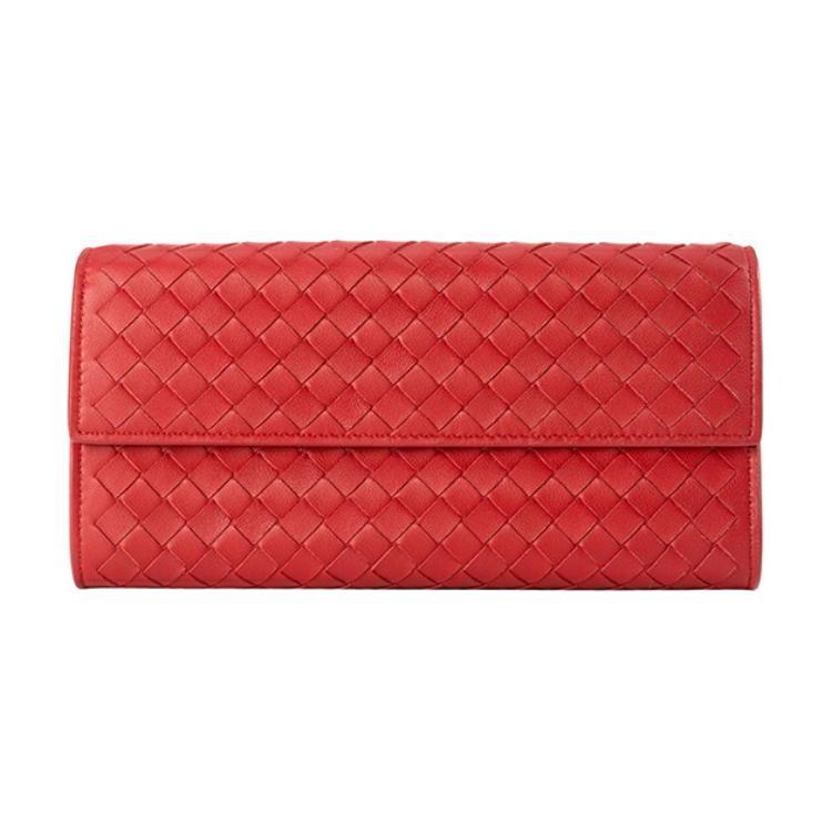Bottega Veneta Bottega Veneta Lambskin Wallet Women's China Red