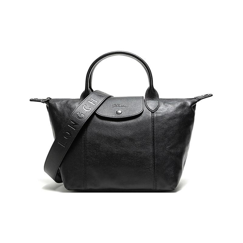 Longchamp Longchamp Le Pliage Cuir Sheepskin Dumpling Bag Shoulder Bag Crossbody Bag Handbag Small Size Women's Black