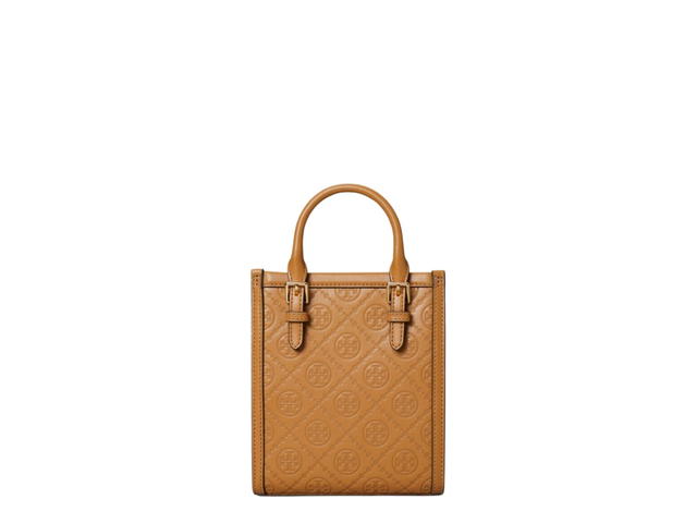 Tory Burch Tory Burch Mini Tote T Monogram In Perforated Leather With Gold Hardware Tan - view 2