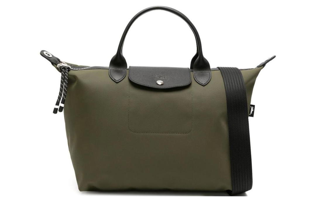 Longchamp Longchamp Le Pliage Energy Recycled Polyamide With Canvas One Shoulder Canvas Bag Handbag Large Size Women's Khaki
