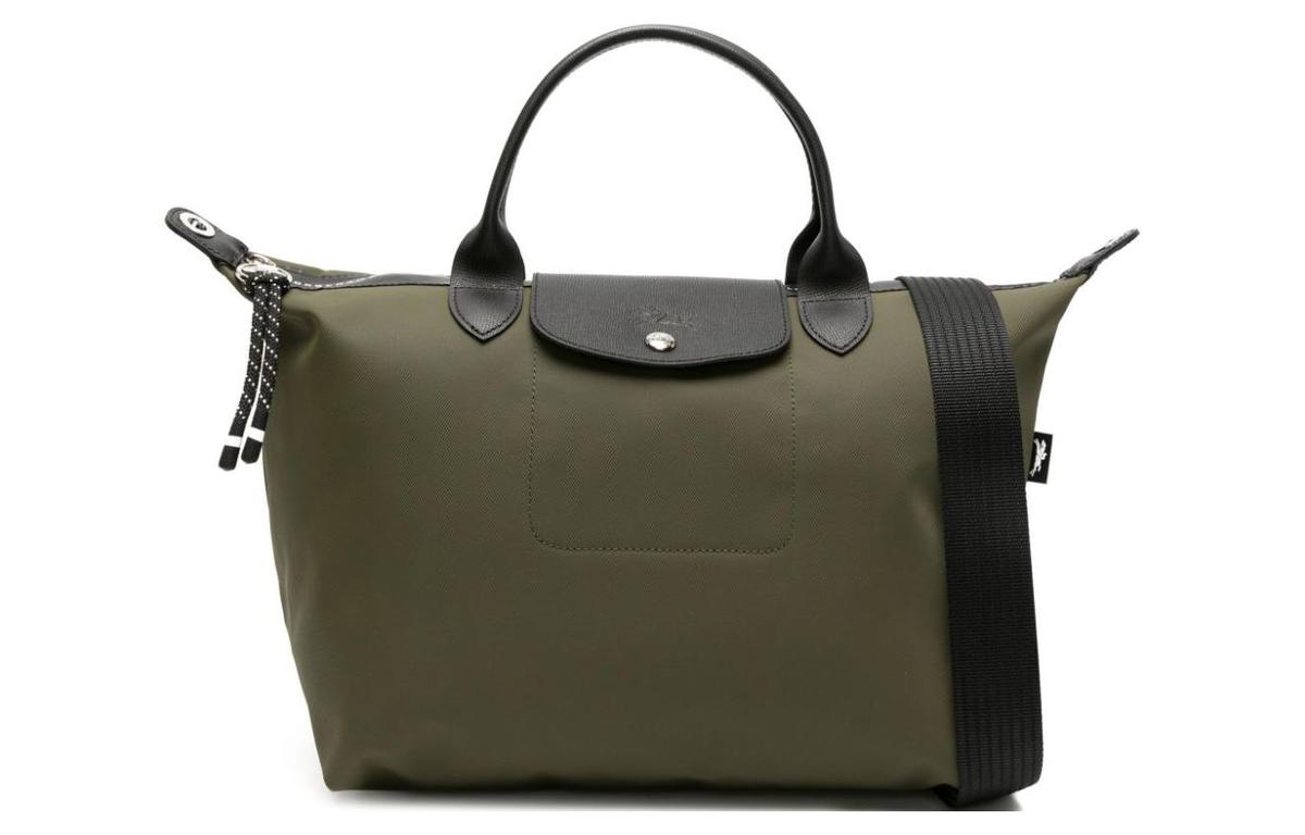 Longchamp Longchamp Le Pliage Energy Recycled Polyamide With Canvas One Shoulder Canvas Bag Handbag Large Size Women's Khaki