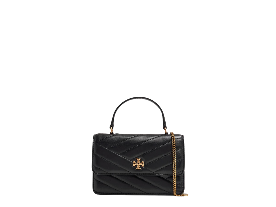 Tory Burch Tory Burch Mini Kira Chevron Top Handle Chain Wallet  Black