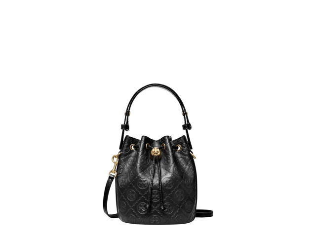 Tory Burch Tory Burch T Monogram Leather Mini Bucket Bag Black - view 1