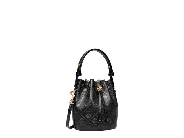 Tory Burch Tory Burch T Monogram Leather Mini Bucket Bag Black - view 2