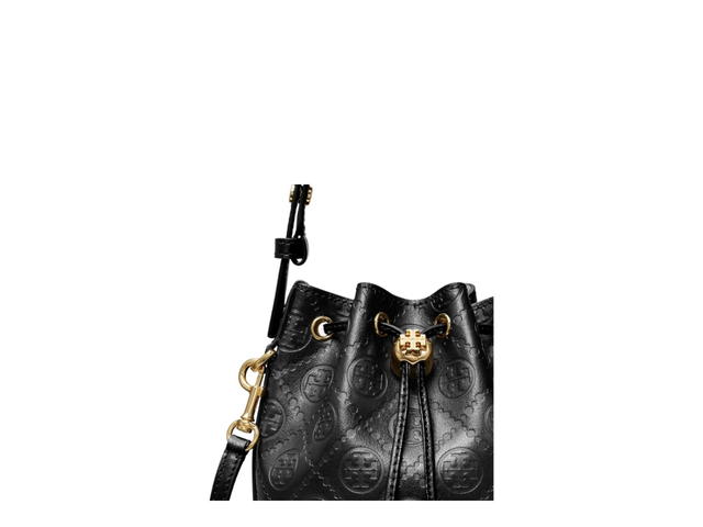 Tory Burch Tory Burch T Monogram Leather Mini Bucket Bag Black - view 3