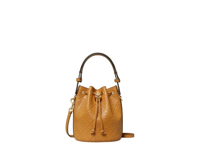Tory Burch Tory Burch T Monogram Leather Mini Bucket Bag Tan - view 1