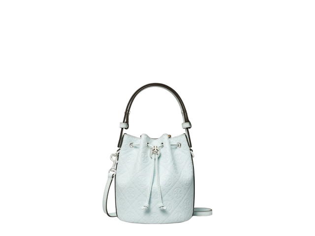 Tory Burch Tory Burch T Monogram Leather Mini Bucket Bag Ice Blue - view 1