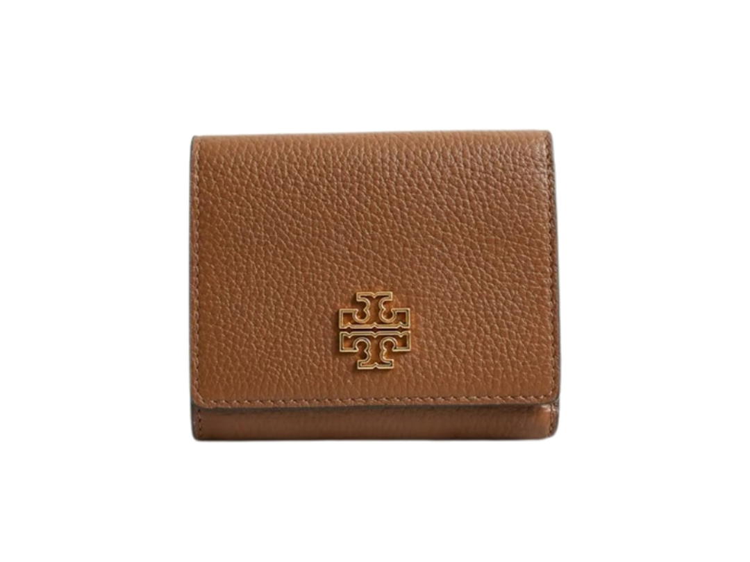 Tory Burch Tory Burch Britten Compact Pebbled Leather Wallet In Moose
