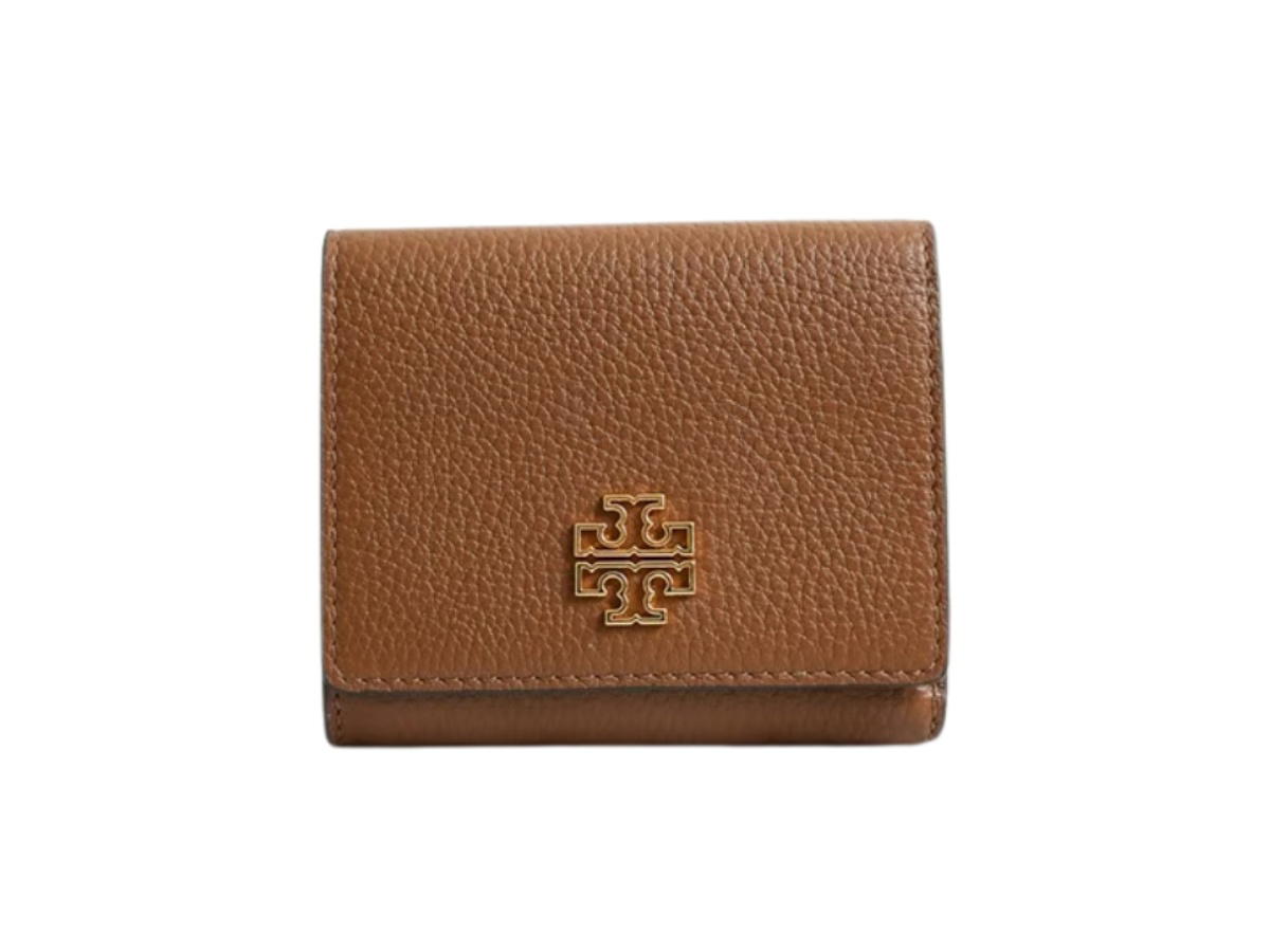 Tory Burch Tory Burch Britten Compact Pebbled Leather Wallet In Moose