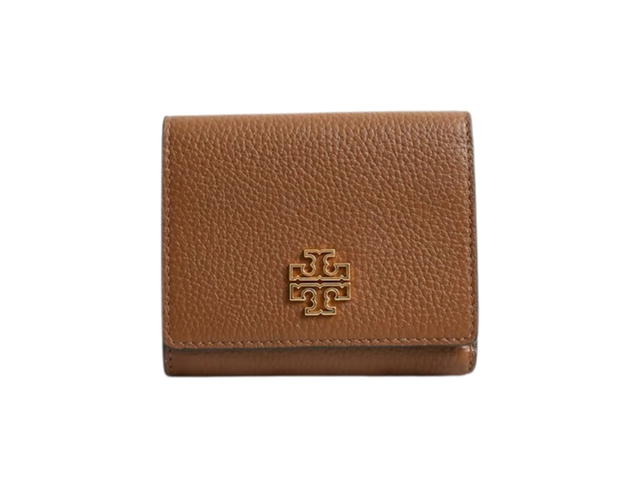 Tory Burch Tory Burch Britten Compact Pebbled Leather Wallet In Moose - view 1