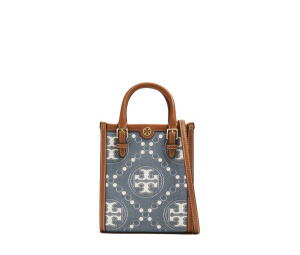 Buy Tory Burch Mini T Monogram Denim Tote Bag With Pearl Blue at Sasom – Authentic and Ready to Ship