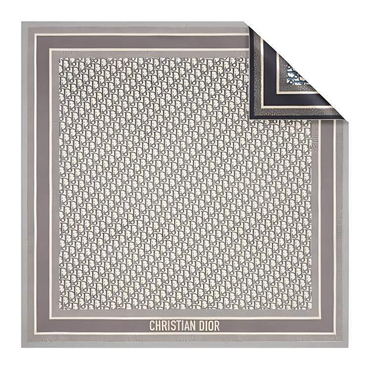 Dior Dior Silk Scarves Unisex Gray