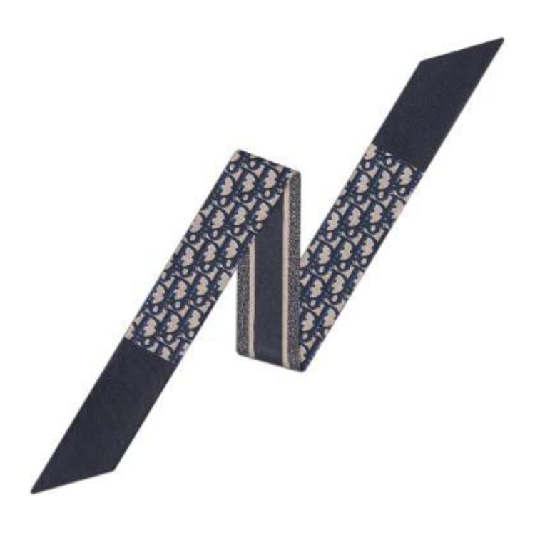Dior Dior Silk Twill Silk Scarves Unisex Marine Blue