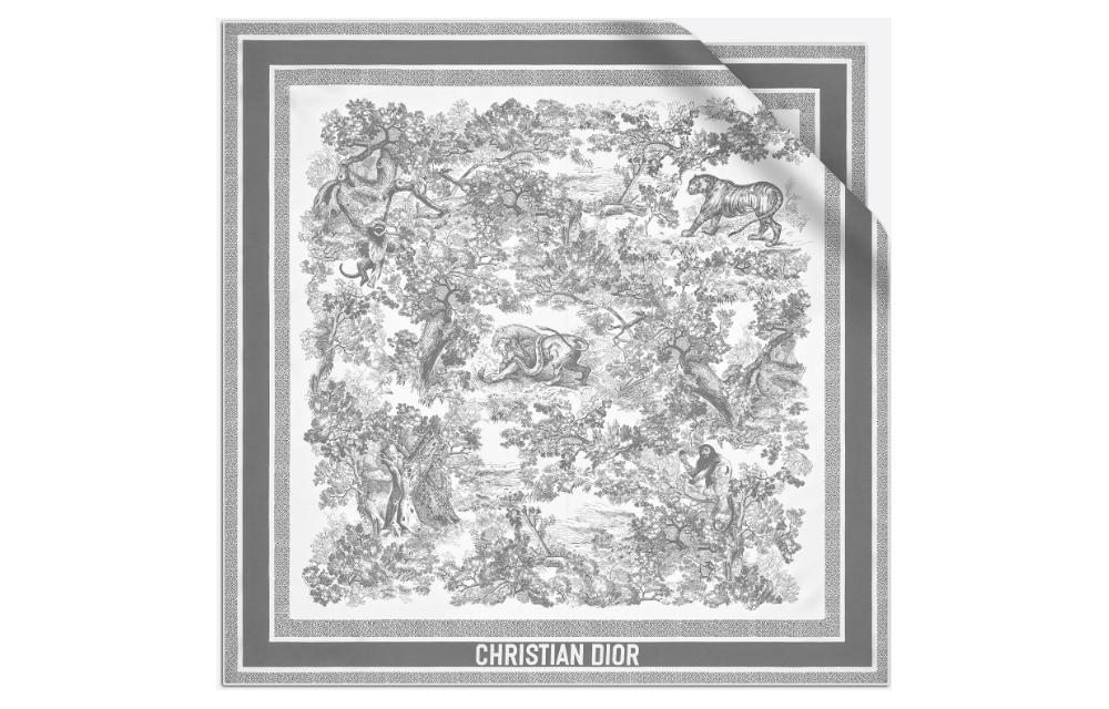 Dior Dior Silk Scarf Women's Ivory/Gray