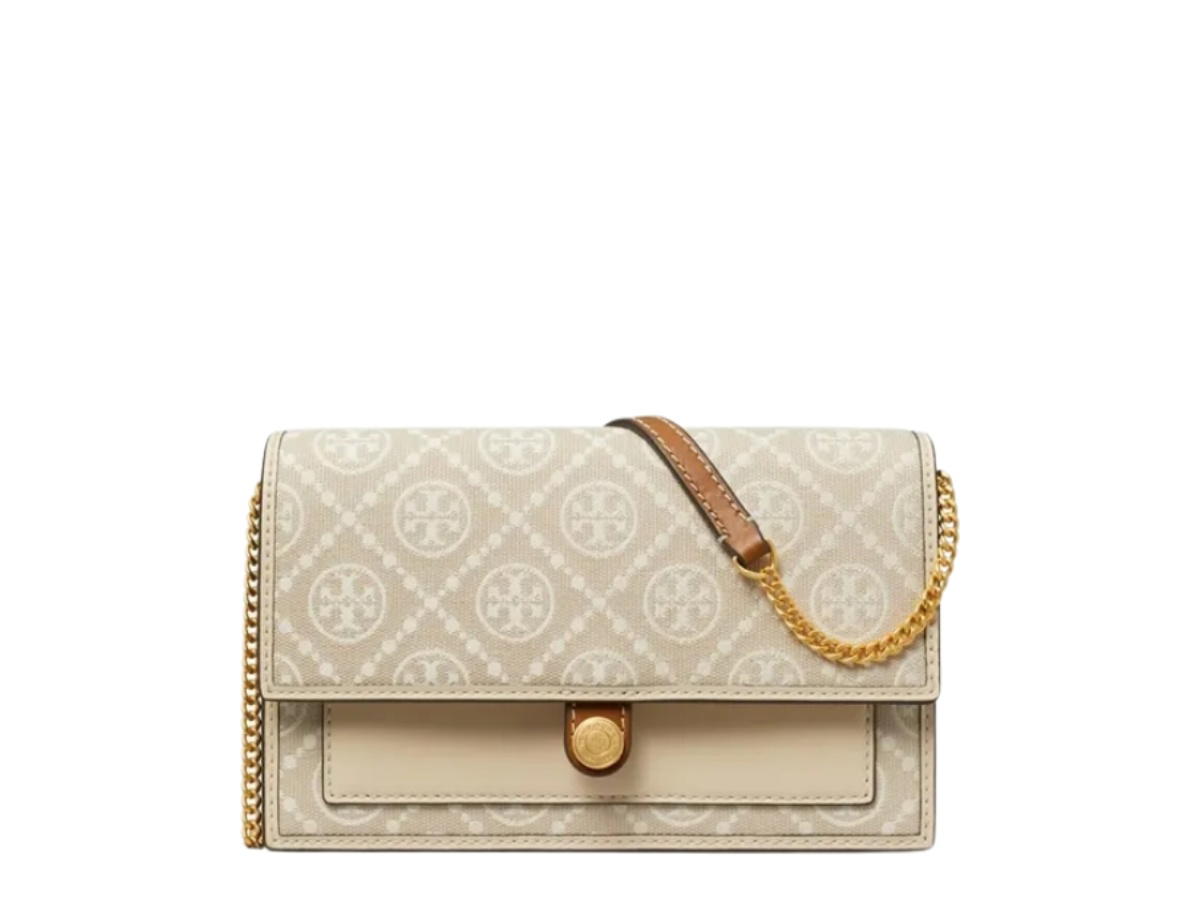 Tory Burch Tory Burch T Monogram Chain Wallet Ivory