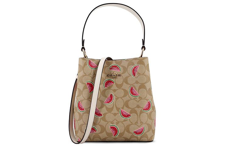 Coach Coach Town PVC Crossbody Bucket Bag Handbag Shoulder Bag Small Size Women's Beige