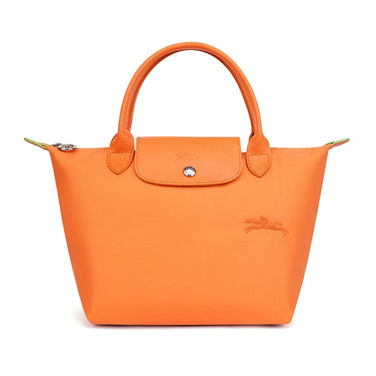 Longchamp Longchamp Le Pliage Green Recycled Canvas One Shoulder Handbags Small Size Women's Sweet Orange Color