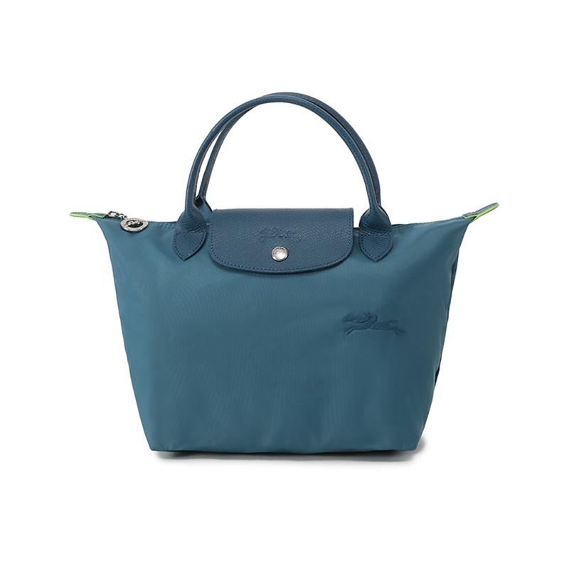 Longchamp Longchamp Le Pliage Green Recycled Canvas Handbag Dumpling Bag Tote Small Size Women's Peacock Blue