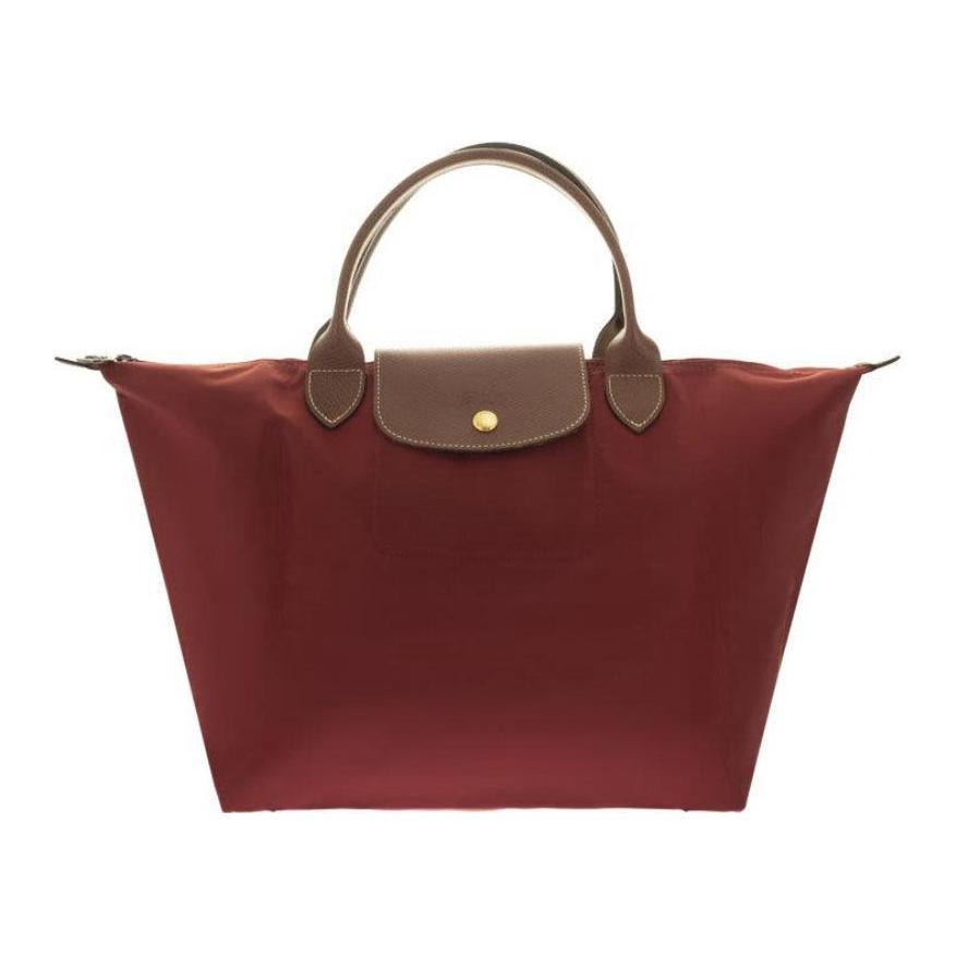 Longchamp Longchamp Le Pliage Canvas With Leather Handbag Medium Size Women's Red