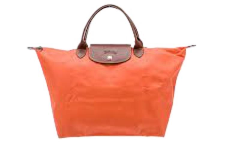 Longchamp Longchamp Le Pliage Polyamide Canvas With Leather Trim Dumpling Bag Handbag Medium Size Women's Orange