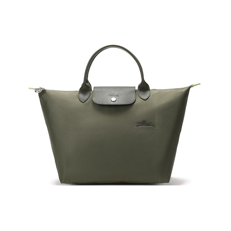 Longchamp Longchamp Le Pliage Green Canvas Bag Dumpling Bag Totes Handbags Medium Size Women's Forest Color