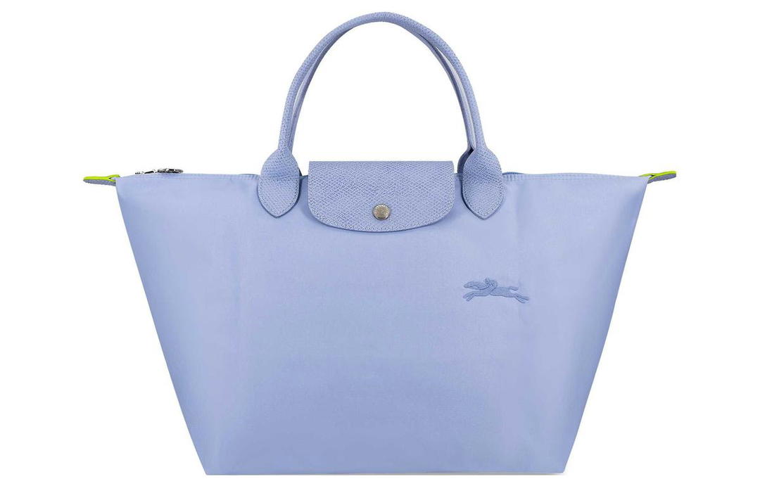 Longchamp Longchamp Le Pliage Green Canvas With Leather Canvas Bag Dumpling Bag Handbags Medium Size Women's Sky Blue