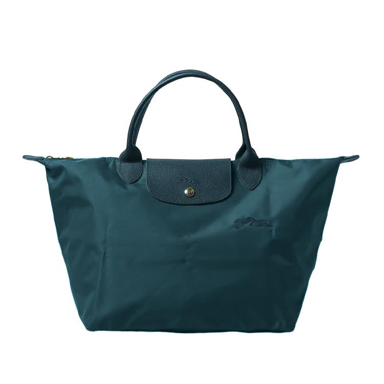 Longchamp Longchamp Recycled Polyamide Canvas Dumpling Bag Handbags Medium Size Women's Peacock Blue