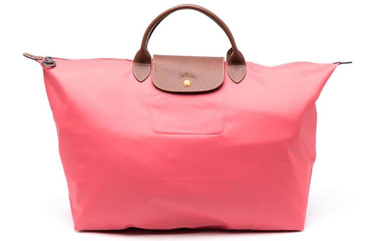 Longchamp Longchamp Le Pliage Cow Leather Trim One Shoulder Handbag Travel Bag Small Size Women's Pink
