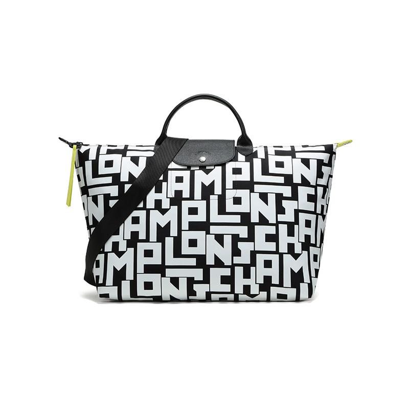 Longchamp Longchamp Le Pliage LGP Fabric One Shoulder Handbags Large Size Women's Black White