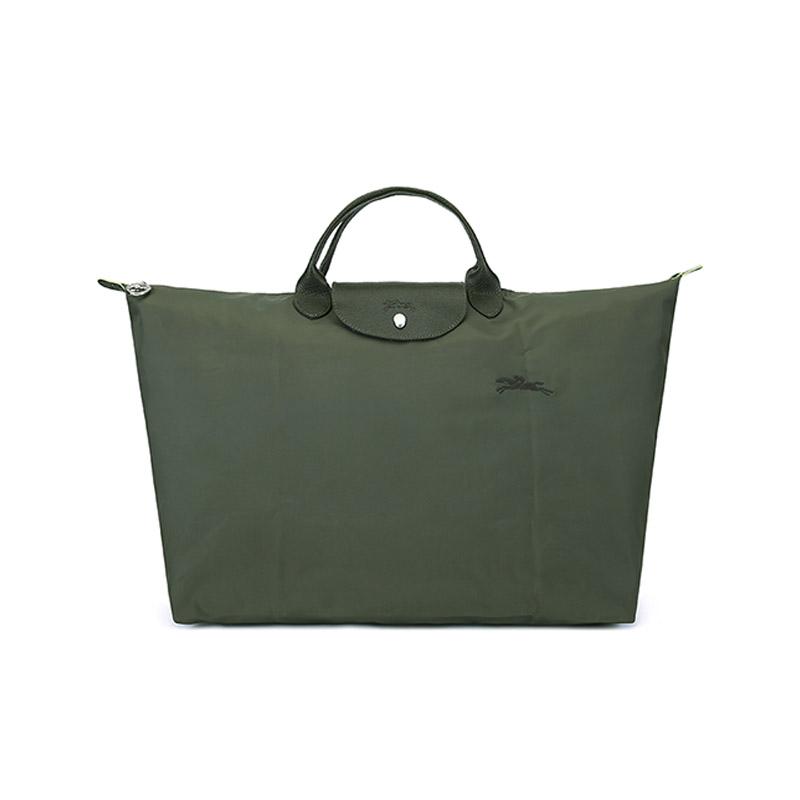 Longchamp Longchamp Le Pliage Green Canvas With Leather Canvas Bag Dumpling Bag Travel Bag Regular Women's Green