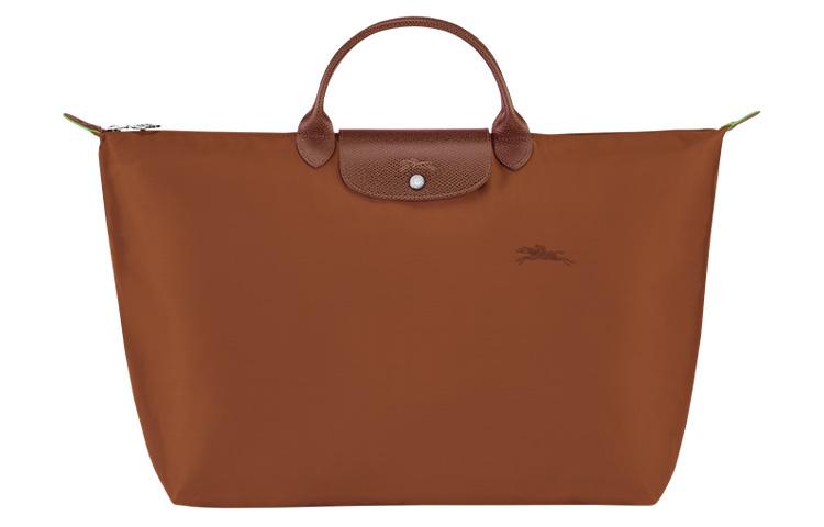 Longchamp Longchamp Le Pliage Green Cow Leather Travel Bag Handbag Large Size Women's Brown