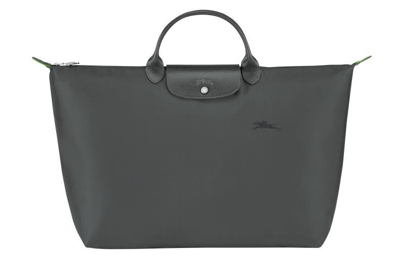 Longchamp Longchamp Le Pliage Green Canvas With Leather Trim Canvas Bag Travel Bag Handbag Large Size Women's Graphite Gray