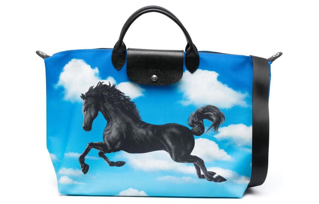 Longchamp Longchamp ToilerPaper Collaboration Polyester Leather Trim Travel Bag Handbag Shoulder Bag Regular Women's Blue