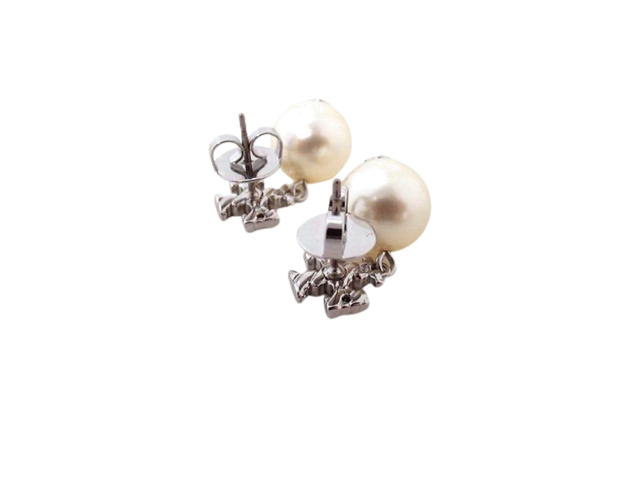 Tory Burch Tory Burch Rope Logo Pearl Drop Earrings Silver - view 2