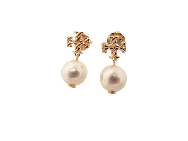Tory Burch Tory Burch Rope Logo Pearl Drop Earrings  Gold - view 1