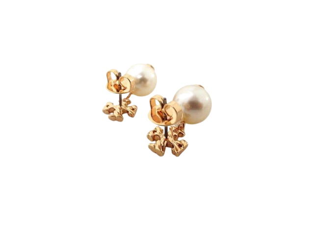 Tory Burch Tory Burch Rope Logo Pearl Drop Earrings  Gold - view 2