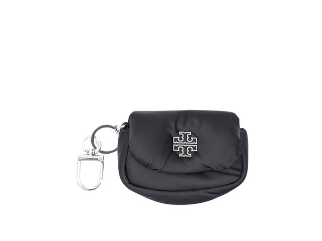 Tory Burch Tory Burch Puffy Card Case In Black Nylon With Silver Hardware - view 1