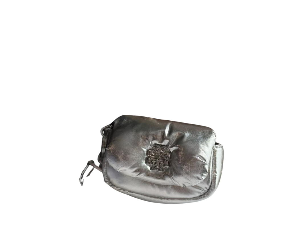 Tory Burch Tory Burch Puffy Card Case In Silver Nylon With Silver Hardware