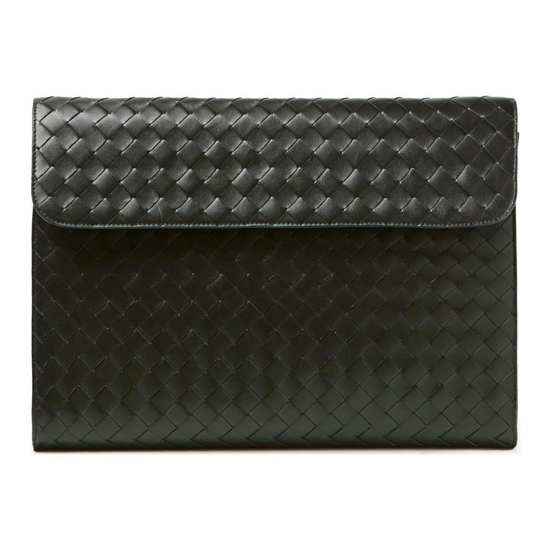 Bottega Veneta Bottega Veneta Leather Clutch Large Size Men's Green