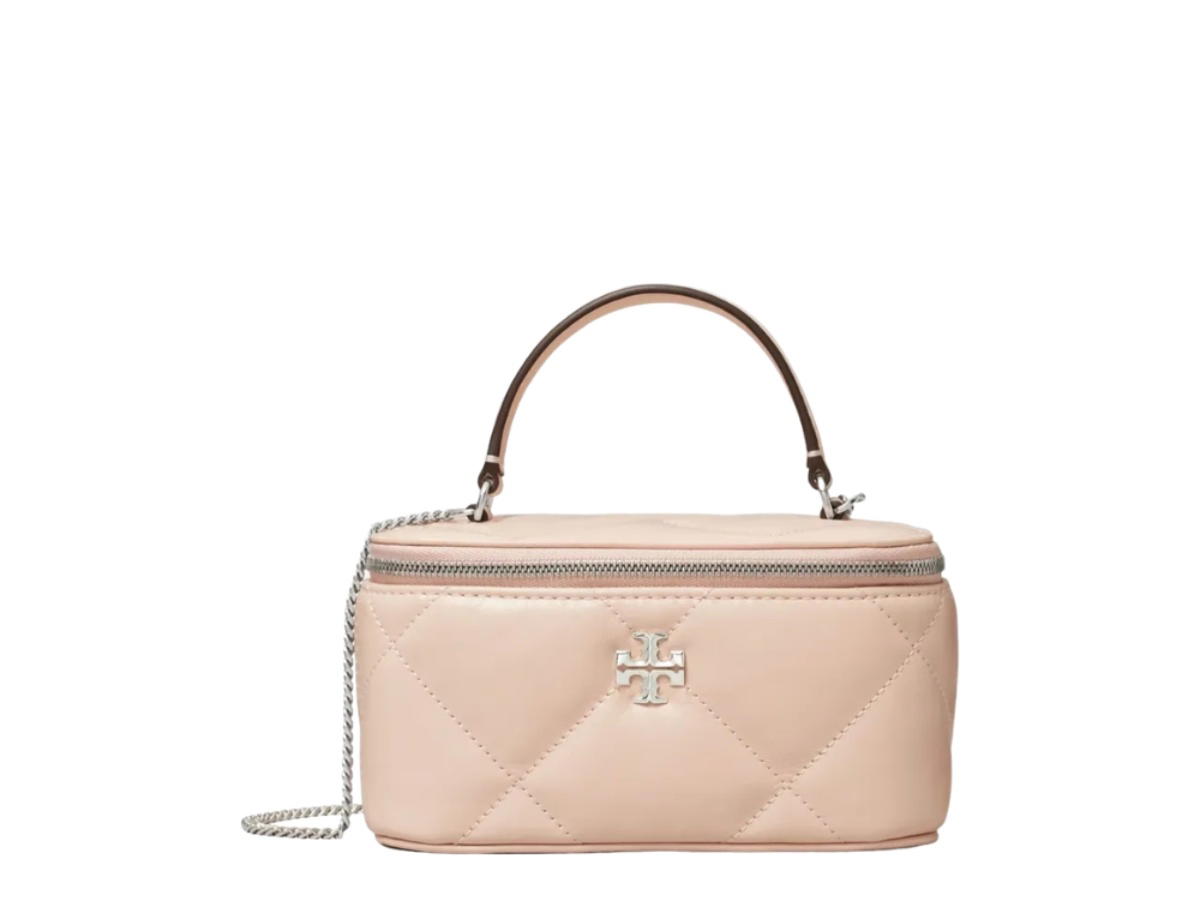 Tory Burch Tory Burch Kira Diamond Quilt Vanity Case Soft Pink