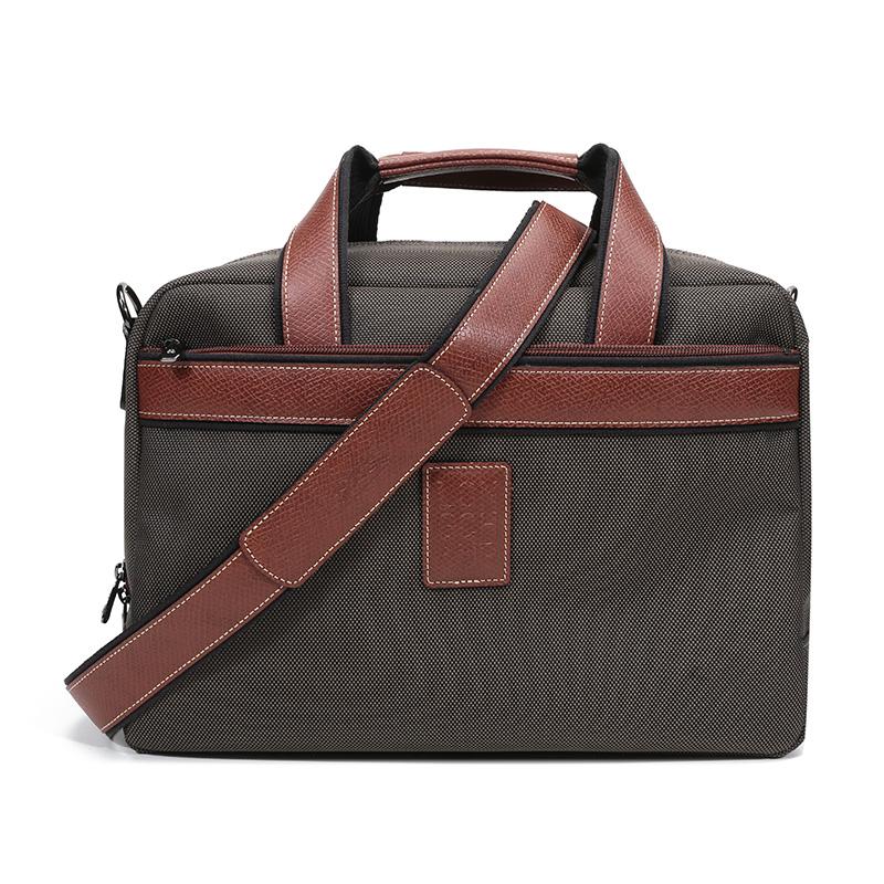 Longchamp Longchamp Boxford Fabric Laptop Bag Briefcase Combo Handbag Shoulder Bag Men's Army Green & Brown Multicolor