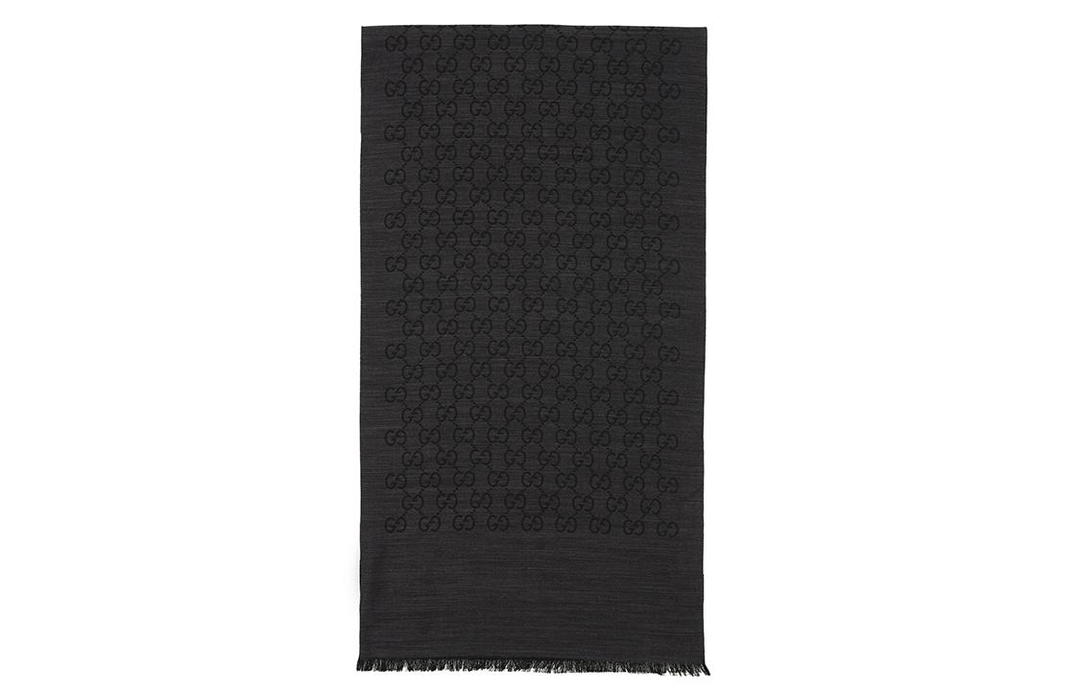 Gucci Gucci Scarf/Stole Unisex SILK Mixed Dark Gray