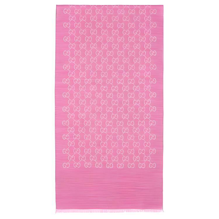Gucci Gucci Women's Double G Jacquard Fringe Shawl Wool Scarf