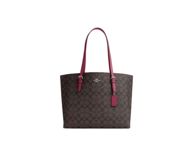Coach Coach Mollie Tote In Signature Canvas Silver Brown Bright Violet - view 1