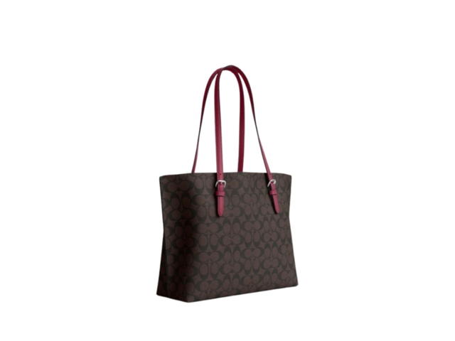 Coach Coach Mollie Tote In Signature Canvas Silver Brown Bright Violet - view 2