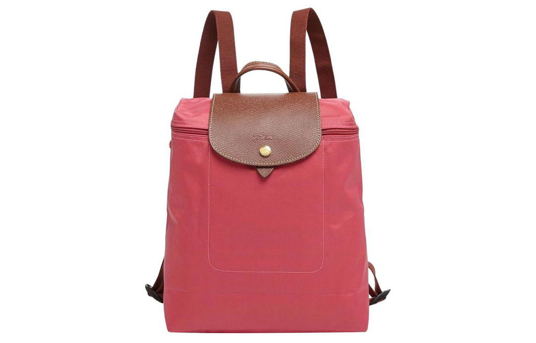 Longchamp Longchamp Le Pliage Nylon With Leather Backpack Medium Size Women's Pink